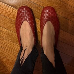 Kenneth Cole Gentle Souls Woven red leather flats